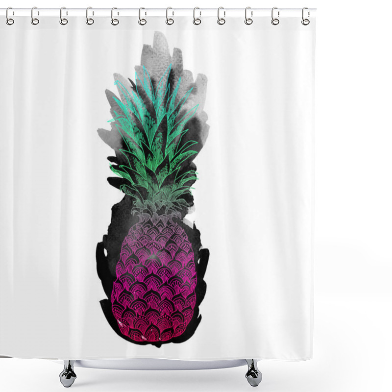 Personality  Hand Drawn Illustration Of Pineapple Fruit Shower Curtains