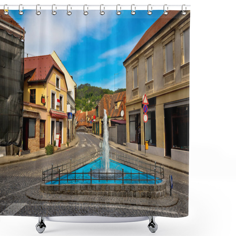 Personality  Town Of Samobor Historic Architecture And Fountain Shower Curtains