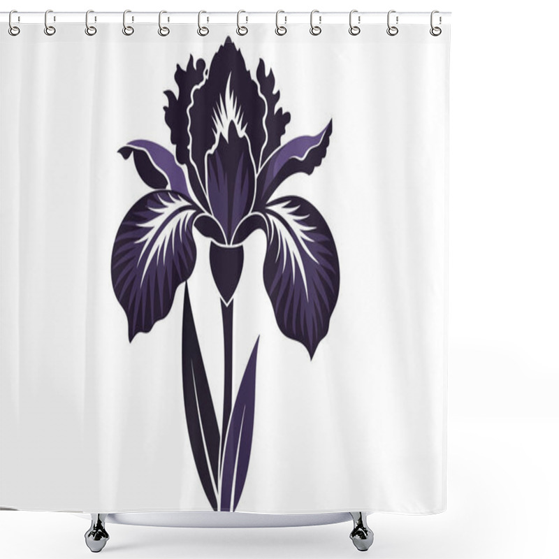 Personality  Graceful Iris Flower Silhouette Design Shower Curtains