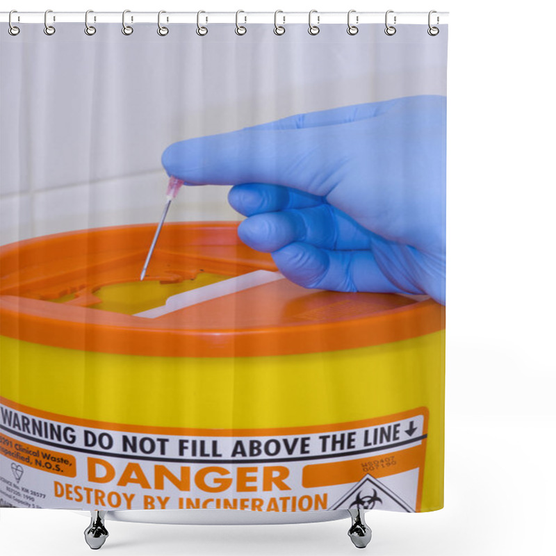 Personality  Sharps Container And A Hypodermic Needle Shower Curtains