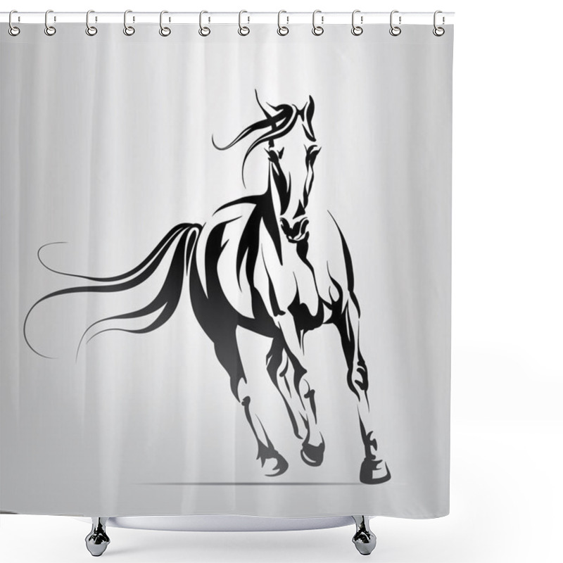 Personality  Silhouette Of  Running Horse Shower Curtains