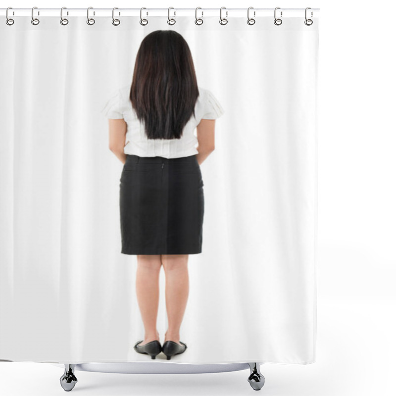 Personality  Full Body Rear View Of Beautiful Asian Girl Shower Curtains