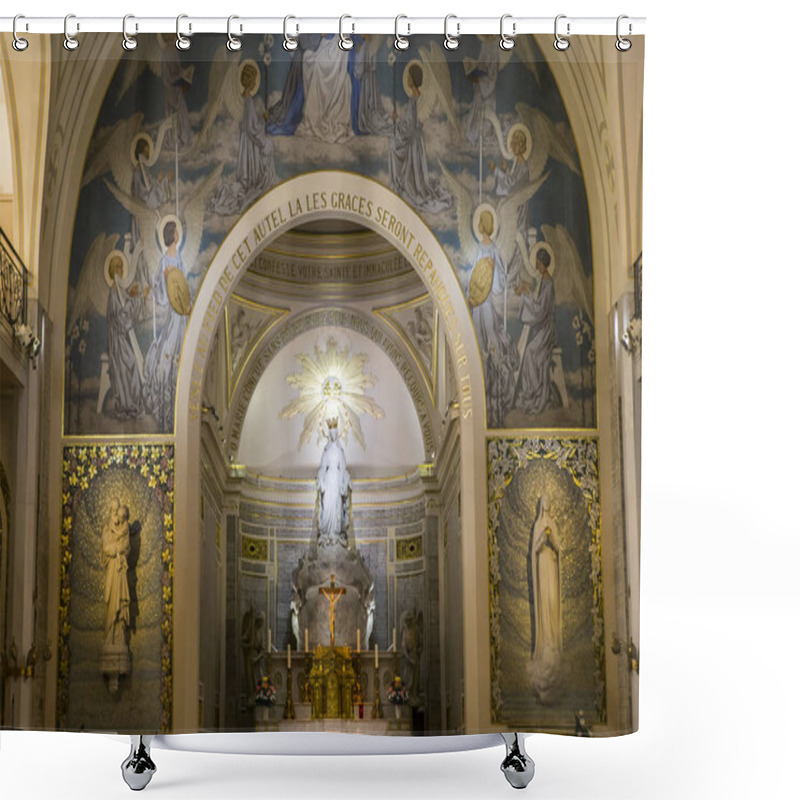 Personality  PARIS, FRANCE, SEPTEMBER 08, 2016 : Interiors And Details Of Chapel Of Our Lady Of The Miraculous Medal, September 08, 2016, In Paris, France Shower Curtains