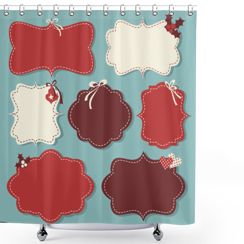 Personality  Christmas Labels Collection Shower Curtains