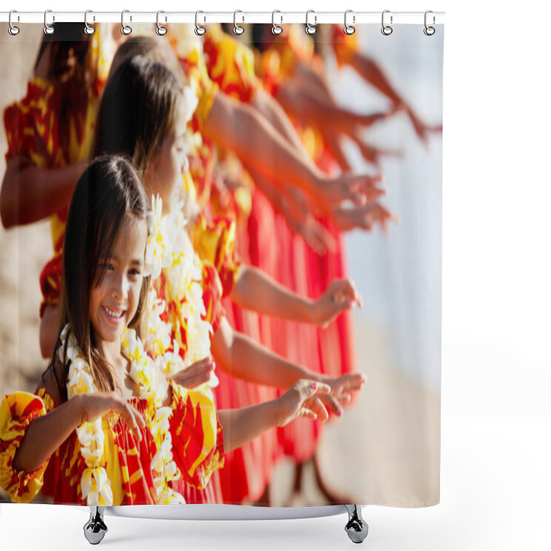 Personality  Young Hula Dancer Leads The Troupe Shower Curtains