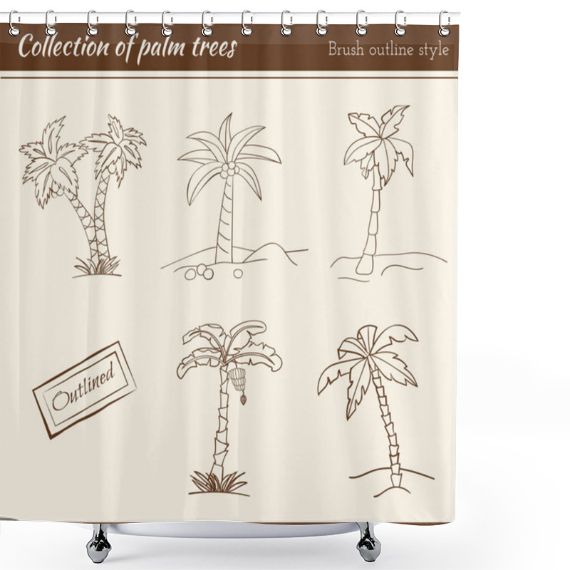 Personality  Outline Palm Trees Set Shower Curtains