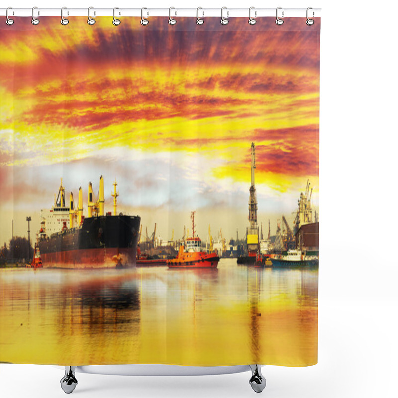 Personality  Tanker Ship With Tugs Shower Curtains