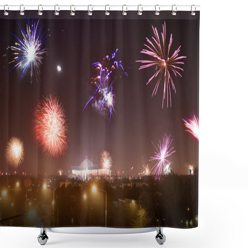 Personality  Fireworks Show On New Year Shower Curtains