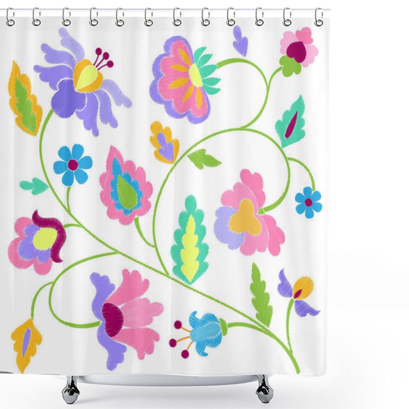 Personality  Fantasy Flowers Embroidery Pattern Shower Curtains