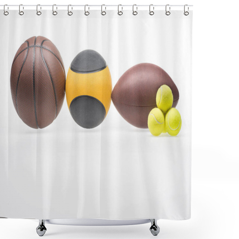 Personality  Sport Balls In A Row Shower Curtains