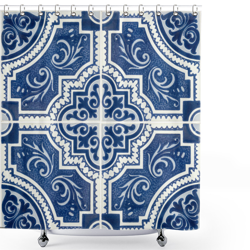 Personality  Traditional Portuguese Glazed Tiles Shower Curtains