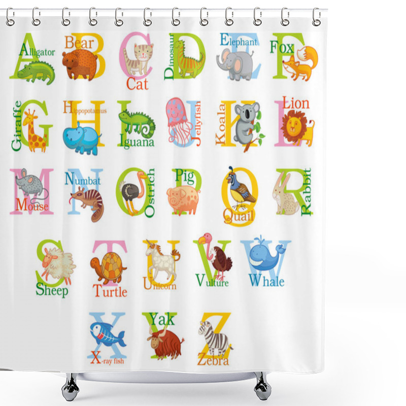 Personality  Cute Animal Alphabet Shower Curtains