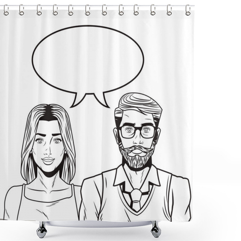 Personality  Pop Art Couple Cartoon Shower Curtains