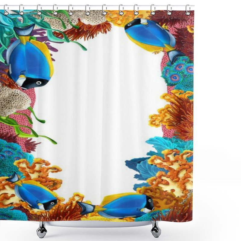 Personality  The Coral Reef - Frame - Illustration For The Children Shower Curtains