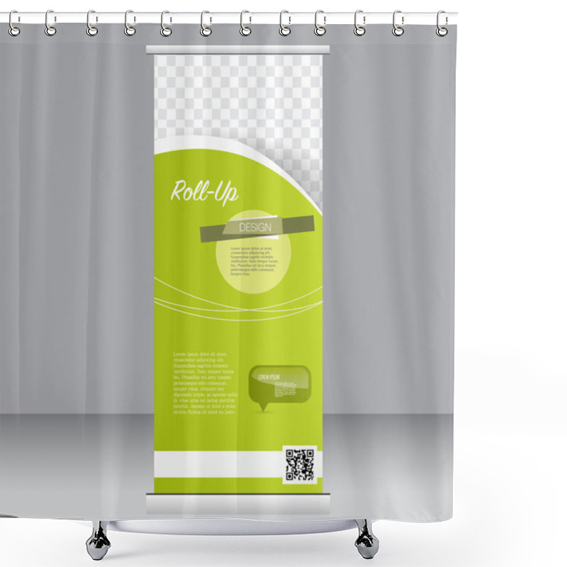 Personality  Roll Up Banner Stand Template. Abstract Background For Design. Shower Curtains