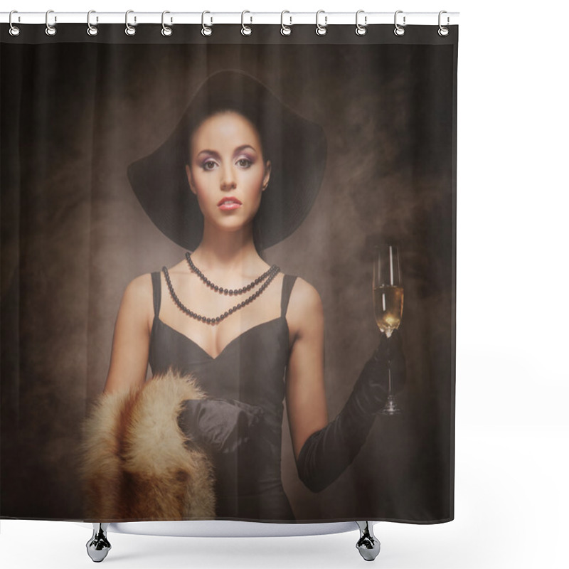 Personality  Portrait Of A Young Woman In Luxurious Clothes Shower Curtains