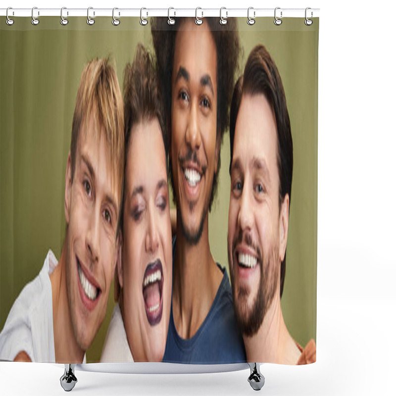 Personality  Four Friends Smile Together, Showing Pride And Support For The LGBTQ Community. Shower Curtains