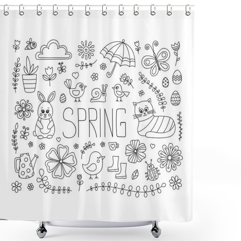 Personality  Spring Doodle Elements Shower Curtains