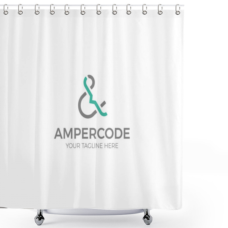 Personality  Ampersand And Code Logo Template. Letters Vector Design Shower Curtains