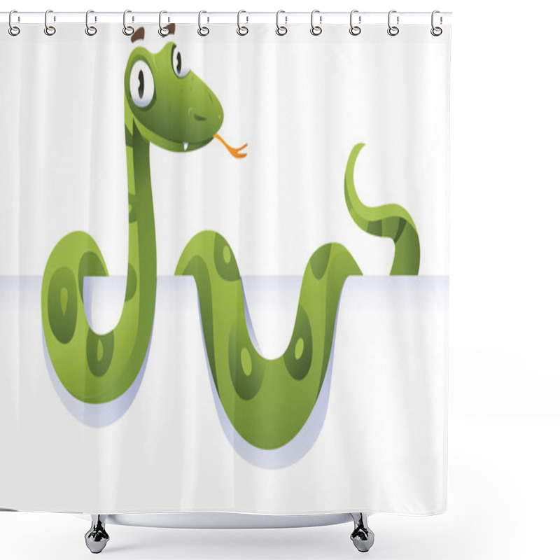 Personality  Snake Lying Down In Front Of White Background Shower Curtains