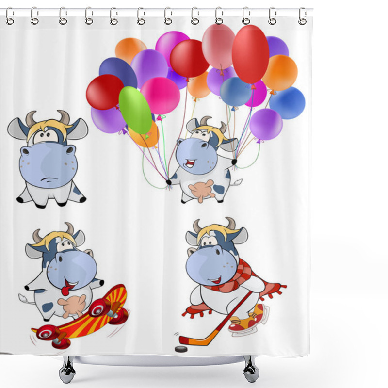 Personality  Happy Cows.Clip-Art. Shower Curtains