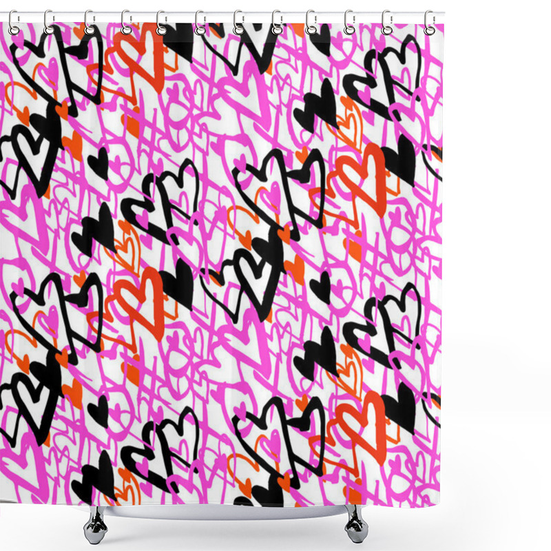 Personality  Pattern With Hand Painted Hearts Shower Curtains