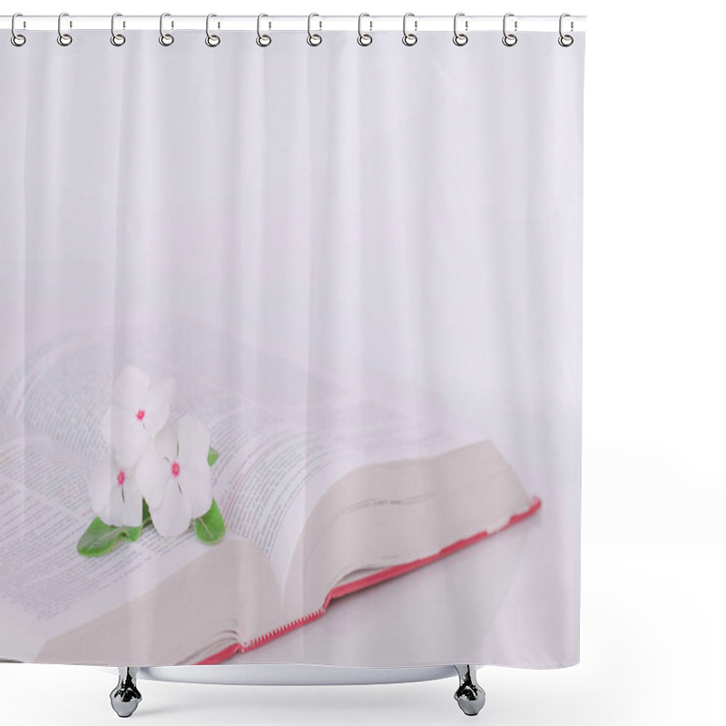 Personality  Open Book With Flowers In The Morning. Shower Curtains