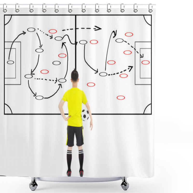 Personality  Soccer Player Holding A Ball And Thinking Attack Tactics Shower Curtains