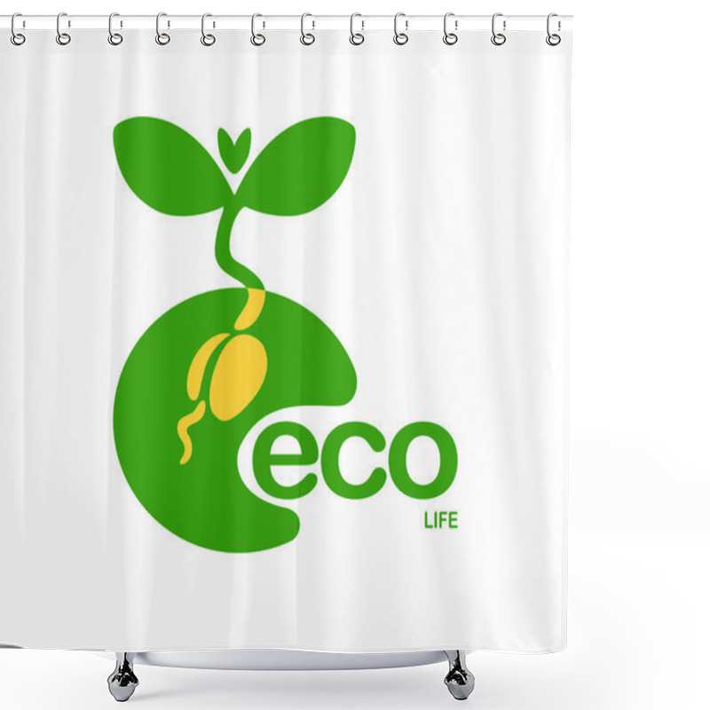 Personality  Sprout Logo Design Template Shower Curtains