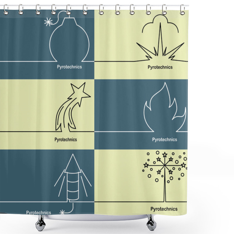 Personality  Pyrotechnic Set Thin Line Style Shower Curtains