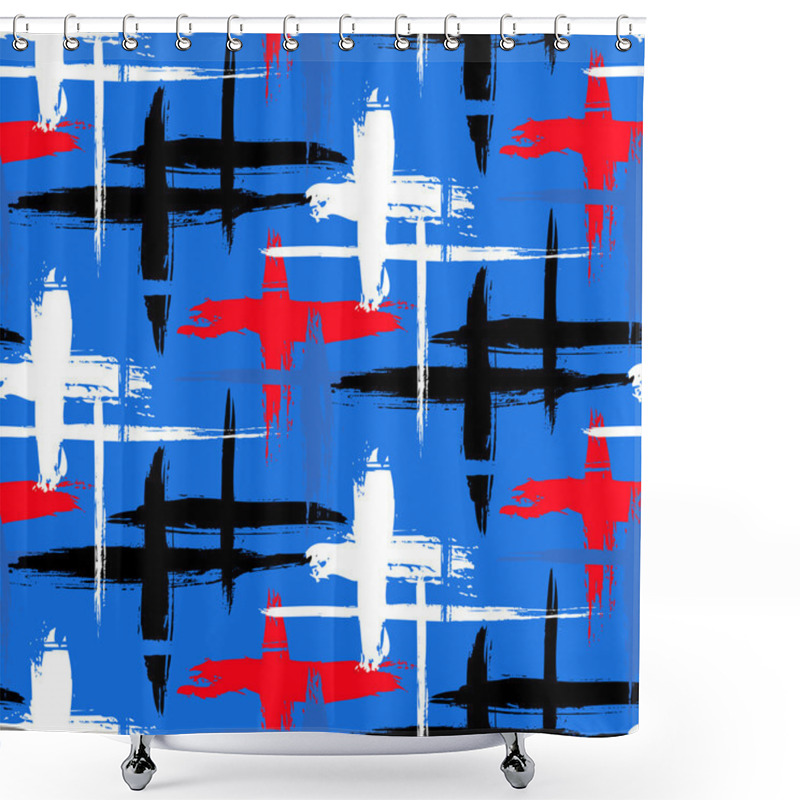 Personality  Pattern With Stripes And Crosses Shower Curtains