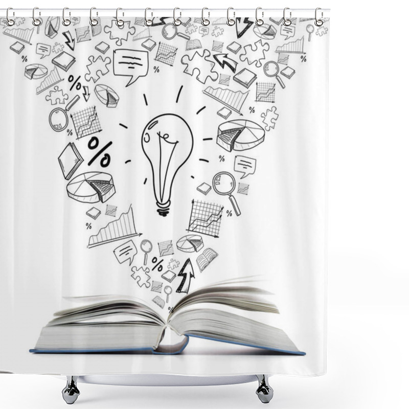 Personality  Education And Book Concept - Open Book On The Table Shower Curtains