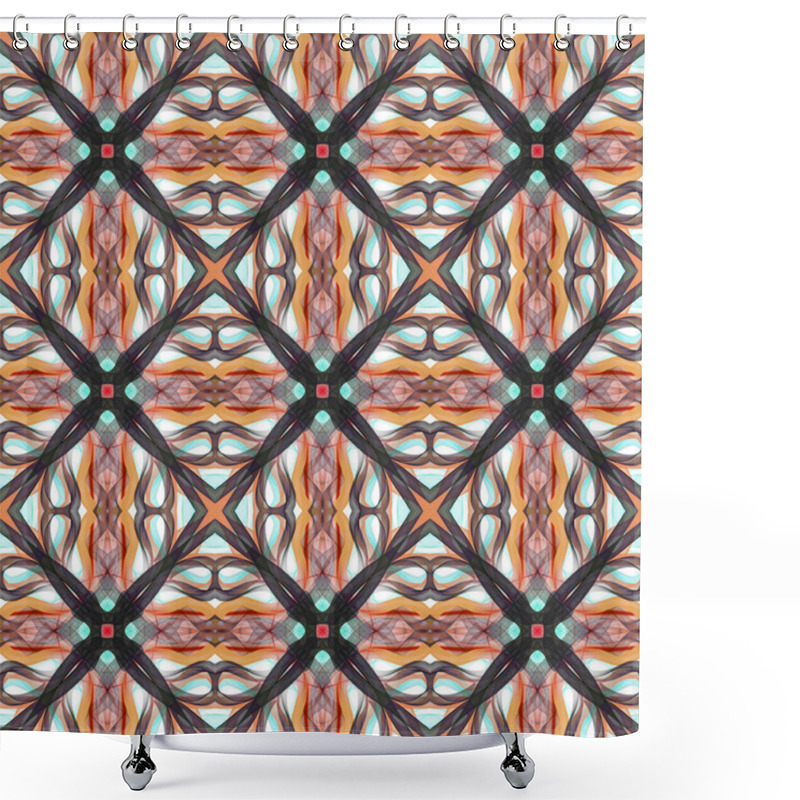 Personality  Seamless Abstract Geometric Floral Surface Pattern Repeating Symmetrically. Use For Fashion Design, Home Decoration, Wallpapers And Gift Packages. Shower Curtains