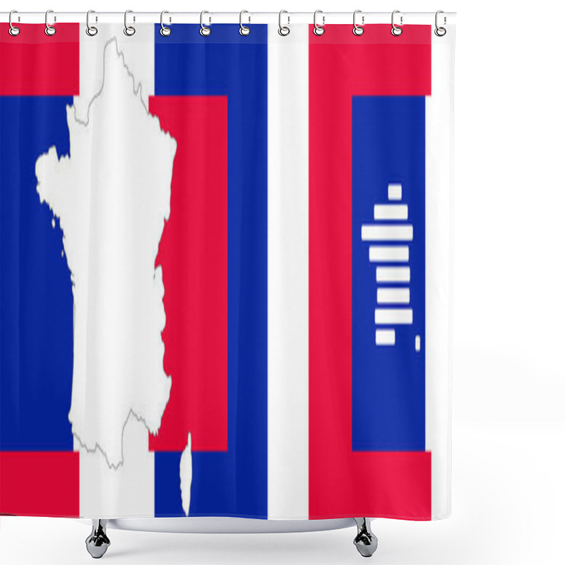 Personality  Creative Background Theme France With Rounded Because Simplified Outline Silhouette Map Of France, French Vibrant National Colors Of The French Flag Shower Curtains