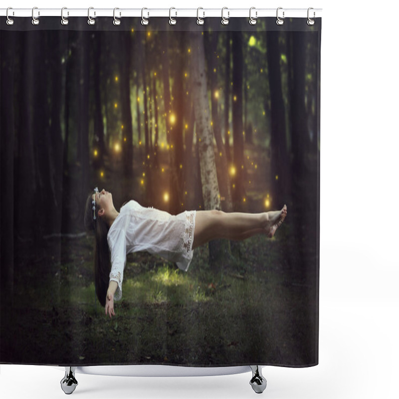 Personality  Woman Flying With Forest Fairies Shower Curtains