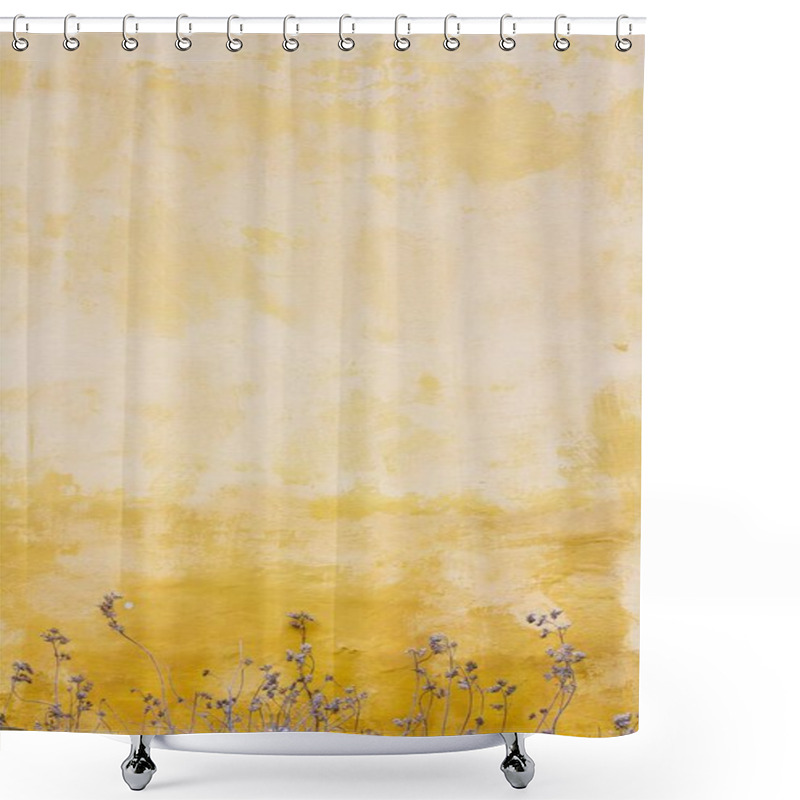 Personality  Delicate Dry Flowers Against A Warm Yellow Backdrop. Shower Curtains