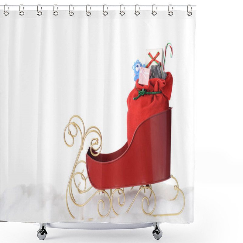 Personality  Closeup Santa Sleigh With Bag Of Toys Shower Curtains