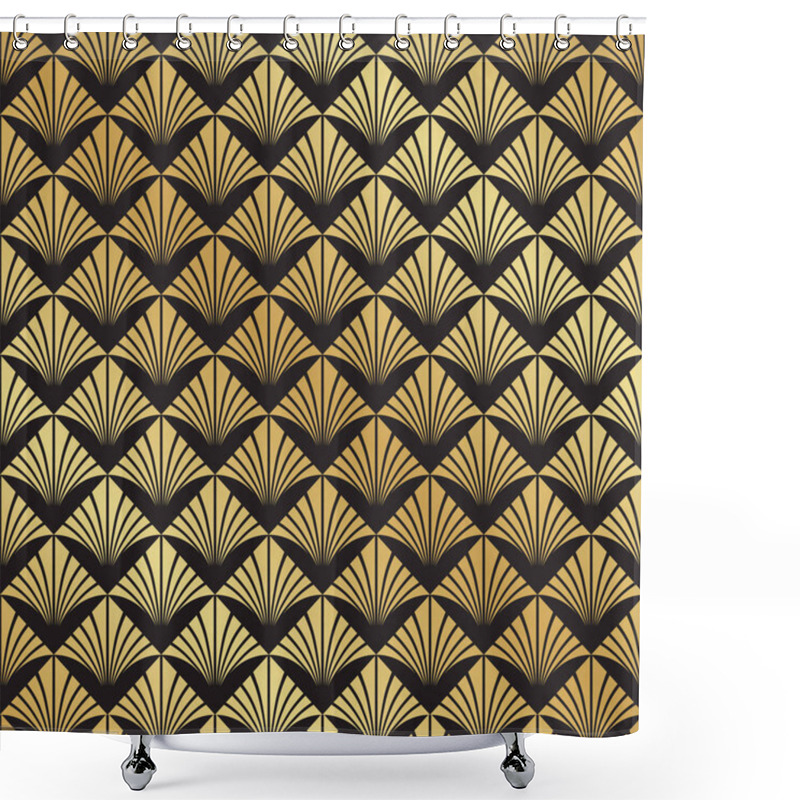 Personality  Abstract Seamless Black And Gold Art Deco Vector Pattern Shower Curtains