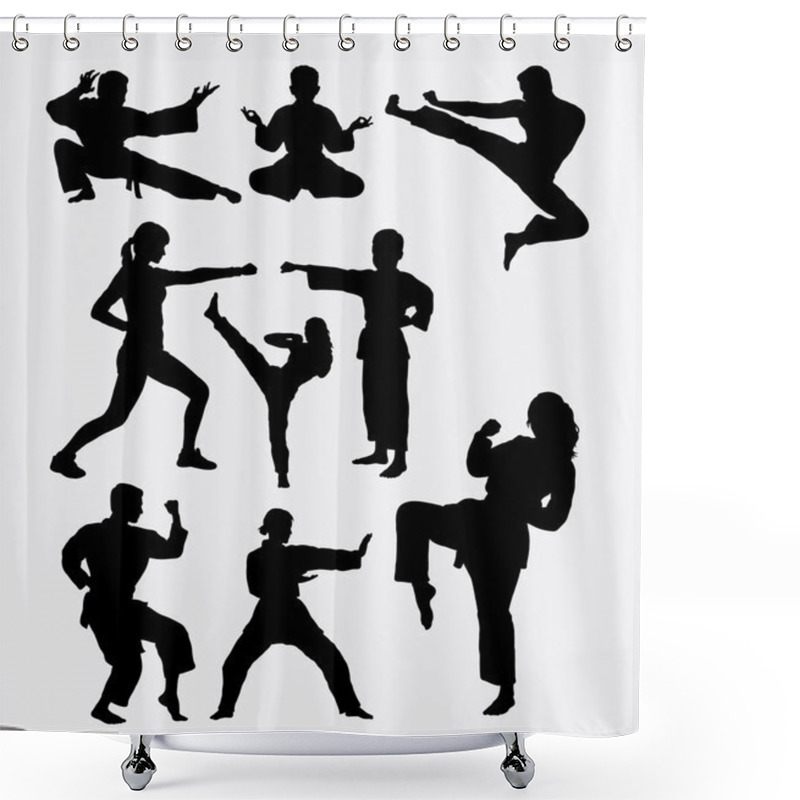 Personality  Martial Art Training Male And Female Silhouettes Shower Curtains