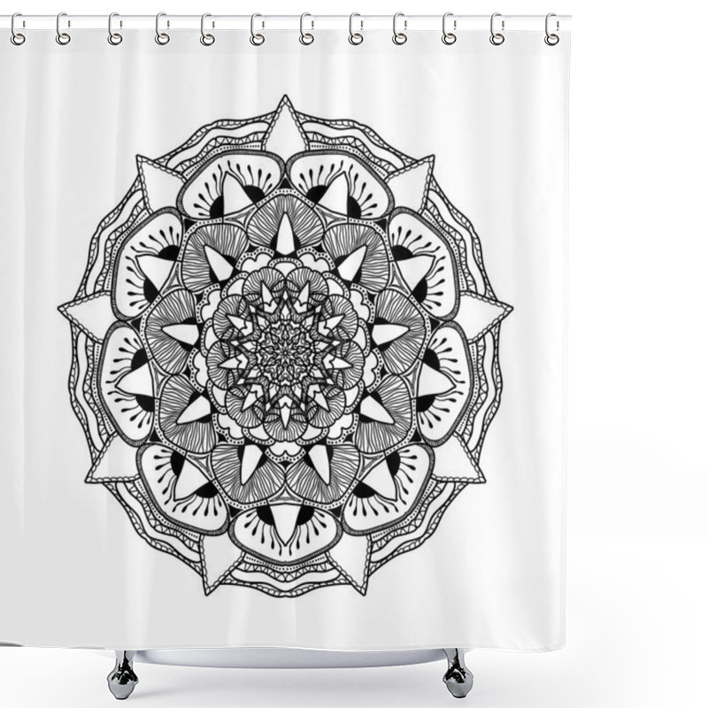 Personality  Vector Beautiful Mandala. Black And White Pattern For Design And Painting Shower Curtains