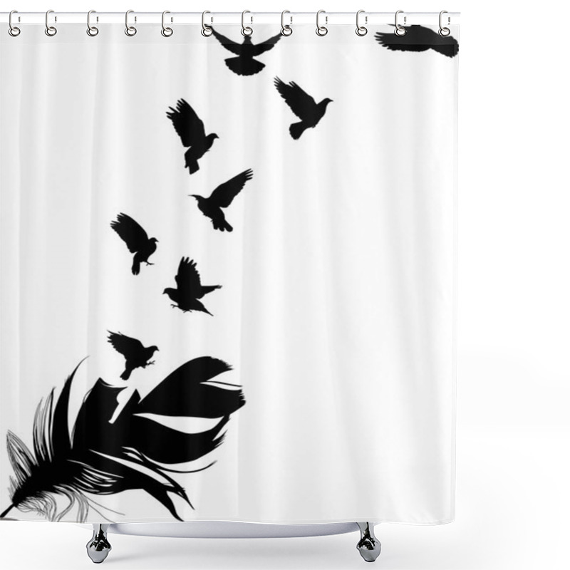 Personality  Doves Flying From Feather Silhouette Shower Curtains