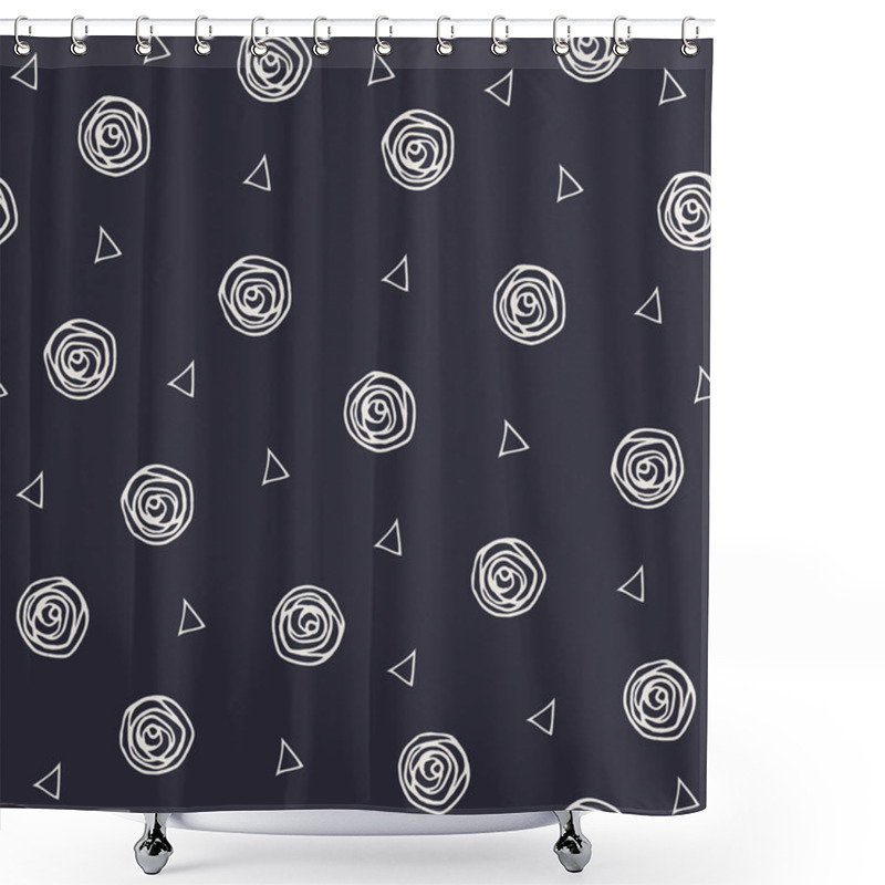 Personality  Geometric Hand Drawn Polka Dots And Triangles Seamless Pattern Shower Curtains