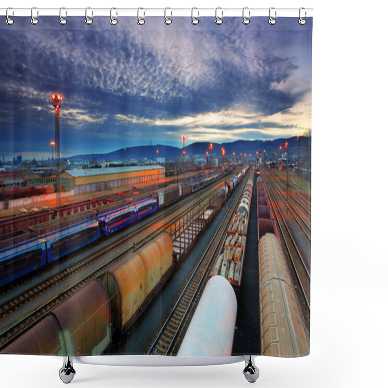 Personality  Cargo Transportatio With Trains And Railways Shower Curtains