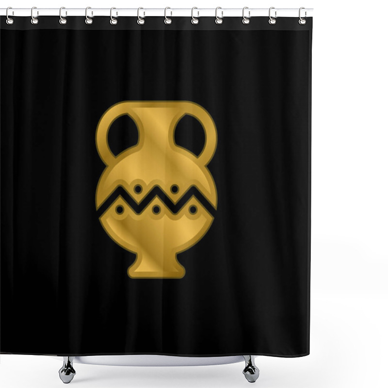 Personality  Ancient Jar Gold Plated Metalic Icon Or Logo Vector Shower Curtains