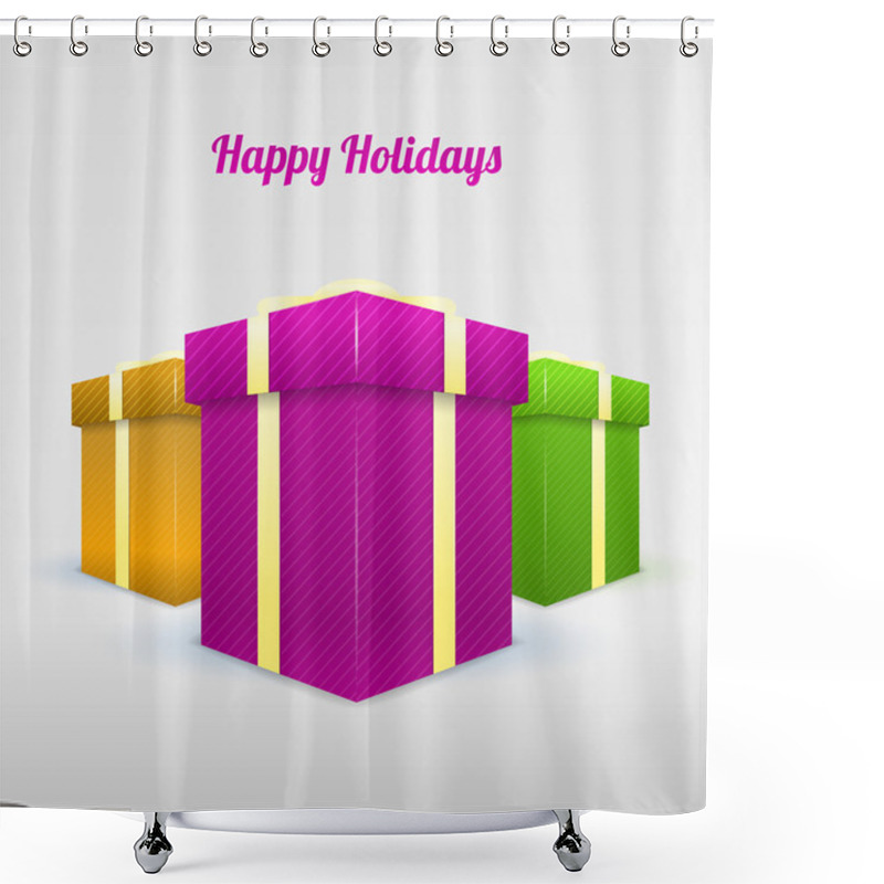 Personality  Set Of Gifting Boxes - Happy Hoidays Shower Curtains