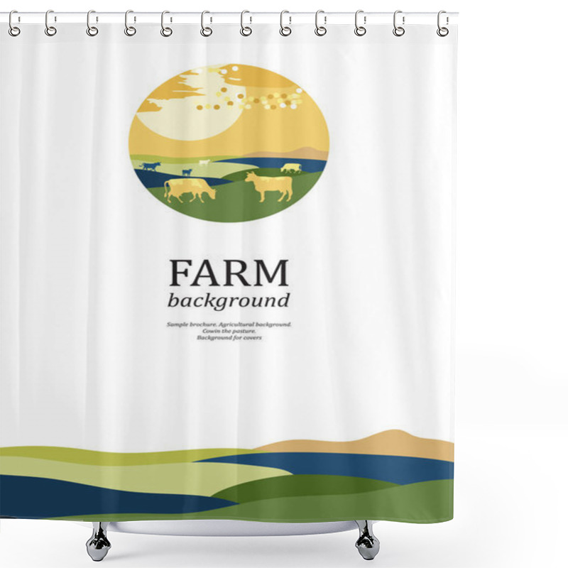 Personality  Agricultural Background. Sunset. Cows Made Up Of Circles. Silhouettes Of Cows. Shower Curtains