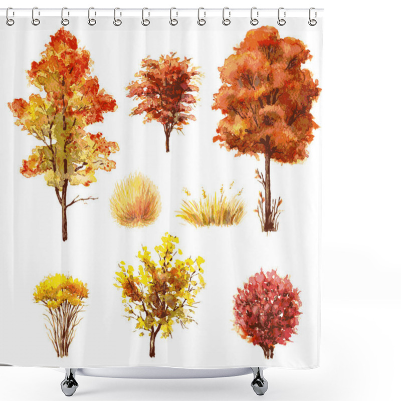 Personality  Set Of Autumn Trees And Bushes. Shower Curtains