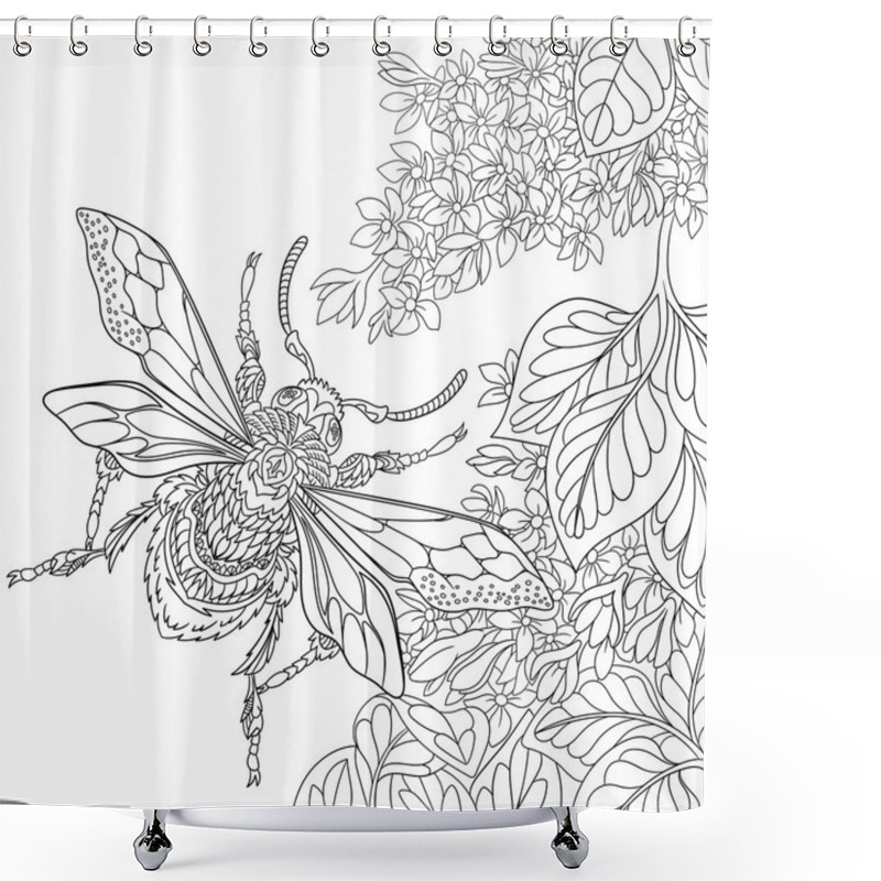 Personality  Zentangle Stylized Beetle Insect Shower Curtains