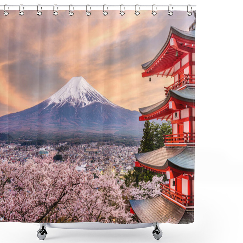 Personality  Fujiyoshida, Japan At Chureito Pagoda  Shower Curtains