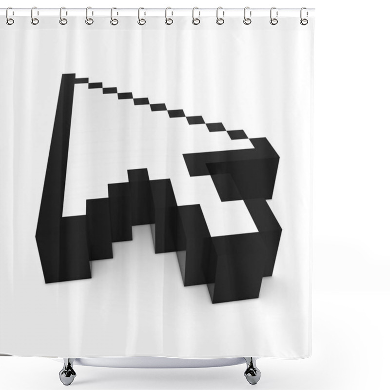 Personality  Arrow Cursor Pixelated Black And White Computer Pointer 3D Illustration Shower Curtains